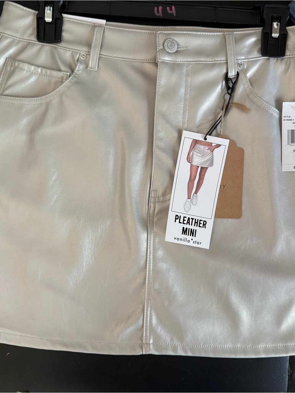 Vanilla Star Cream Pleather Mini Skirt